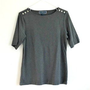 Karen Scott Gray Short Sleeve Top Size Medium - NWT